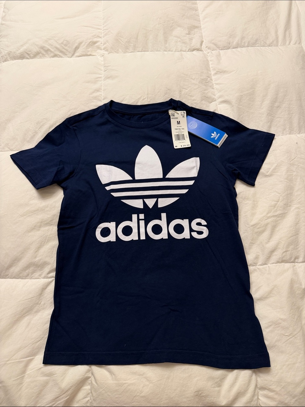 adidas Navy Tee with White Trefoil Logo